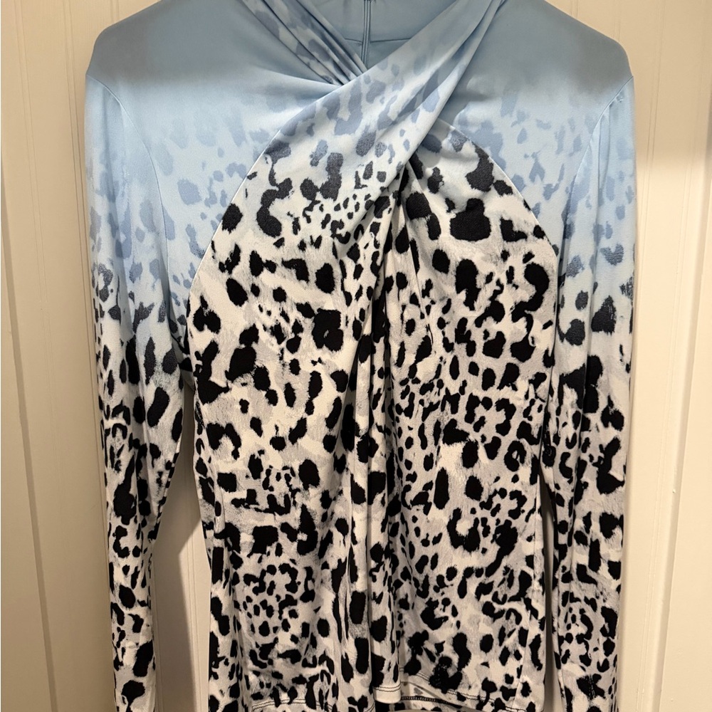 Calvin Klein Blue and Black Leopard Print Blouse